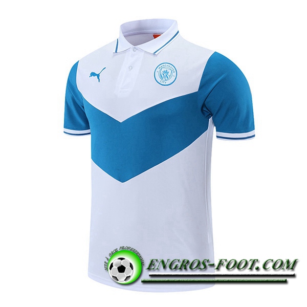 Polo Foot Manchester City Blanc/Bleu 2021/2022