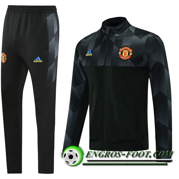 Ensemble Survetement de Foot - Veste Manchester United Noir/Gris 2021/2022