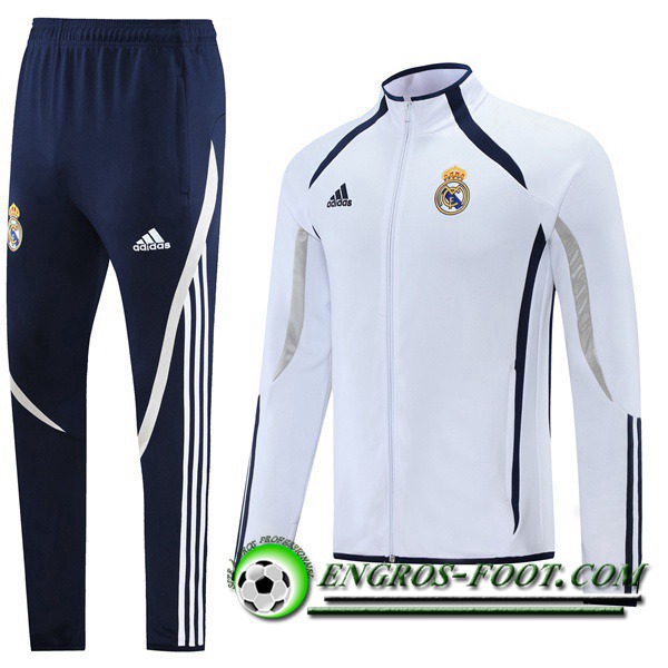 Ensemble Survetement de Foot - Veste Real Madrid Blanc/Noir 2021/2022