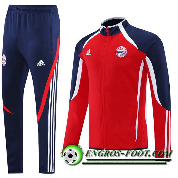 Ensemble Survetement de Foot - Veste Bayern Munich Rouge/Blanc/Bleu Marin 2021/2022