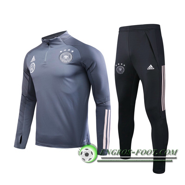 Ensemble Survetement de Foot Allemagne Gris Fonce 2020/2021