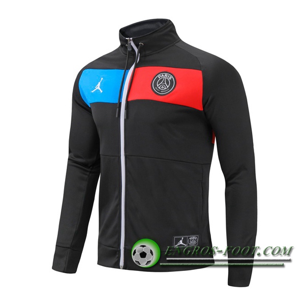 Nouveaux Veste Foot Paris PSG Rouge Bleu Col Haut 2020/2021