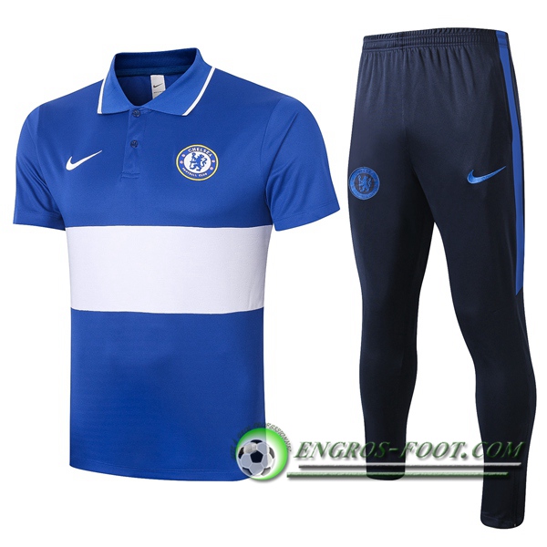 Ensemble Polo FC Chelsea + Pantalon Bleu Blanc 2020/2021