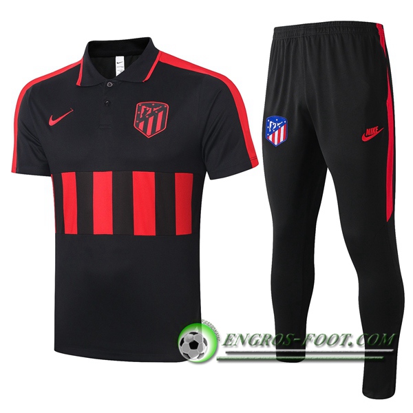 Ensemble Polo Atletico Madrid + Pantalon Noir Rouge 2020/2021