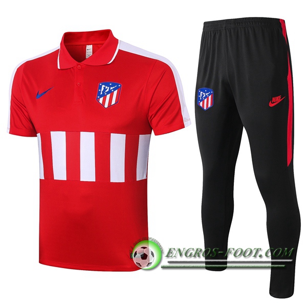 Ensemble Polo Atletico Madrid + Pantalon Rouge Blanc 2020/2021