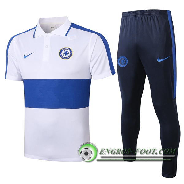 Ensemble Polo FC Chelsea + Pantalon Blanc Bleu 2020/2021