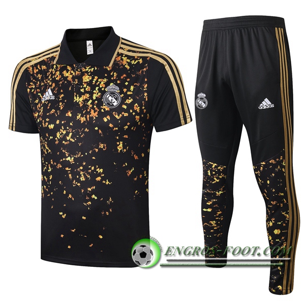 Ensemble Polo Real Madrid + Pantalon Noir Jaune 2020/2021