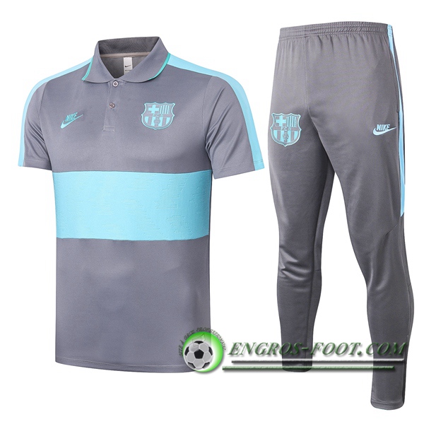 Ensemble Polo FC Barcelone + Pantalon Gris Bleu 2020/2021