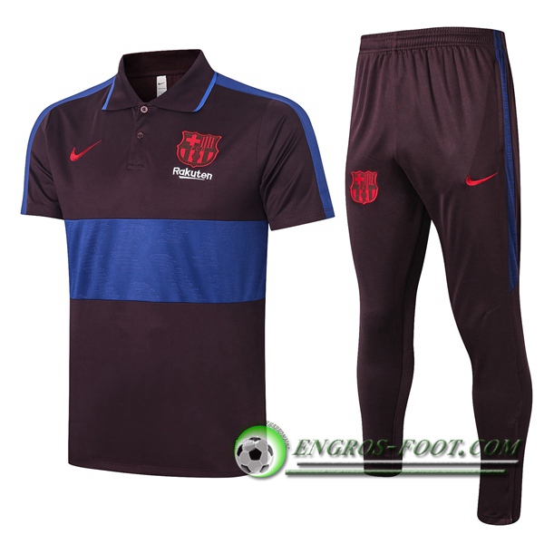 Ensemble Polo FC Barcelone + Pantalon Marron Bleu 2020/2021