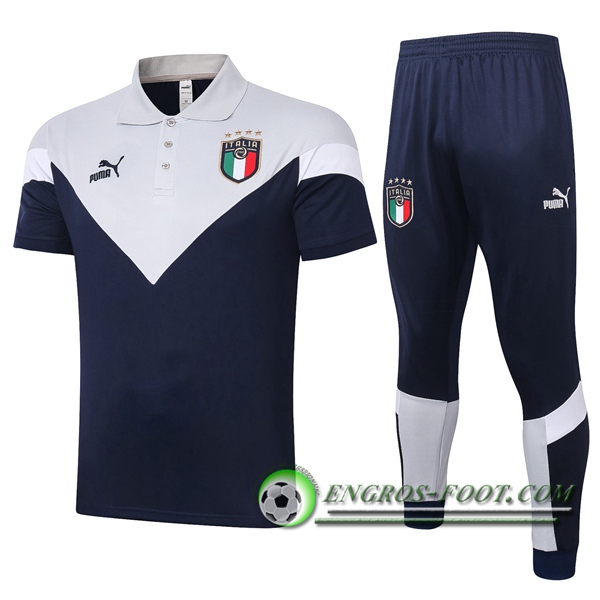 Ensemble Polo Italie + Pantalon Gris Blanc 2020/2021