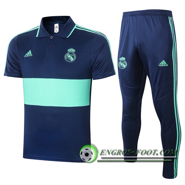 Ensemble Polo Real Madrid + Pantalon Bleu Vert 2020/2021