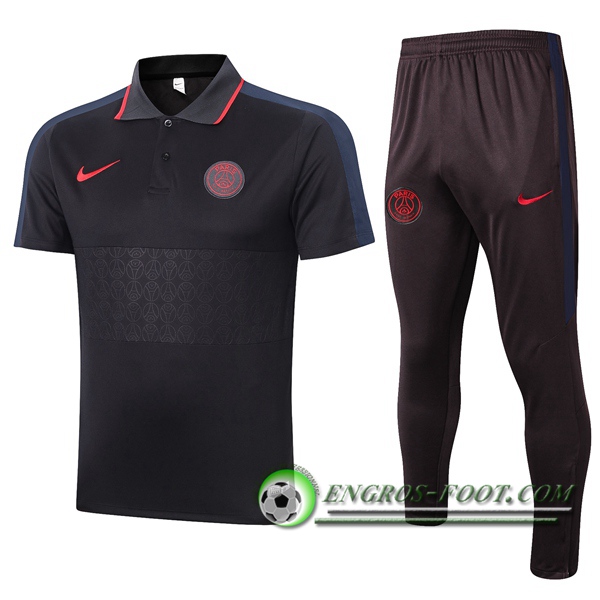 Ensemble Polo Paris PSG + Pantalon Noir Gris 2020/2021