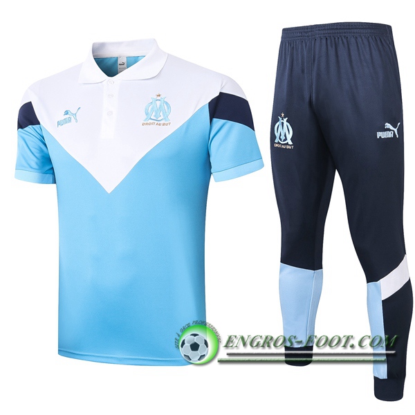 Ensemble Polo Marseille OM + Pantalon Blanc Bleu 2020/2021