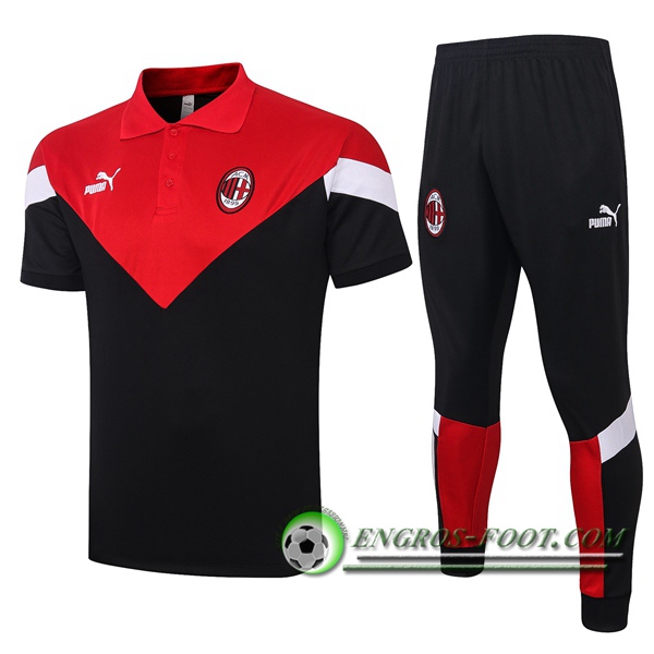 Ensemble Polo Milan AC + Pantalon Noir Rouge 2020/2021