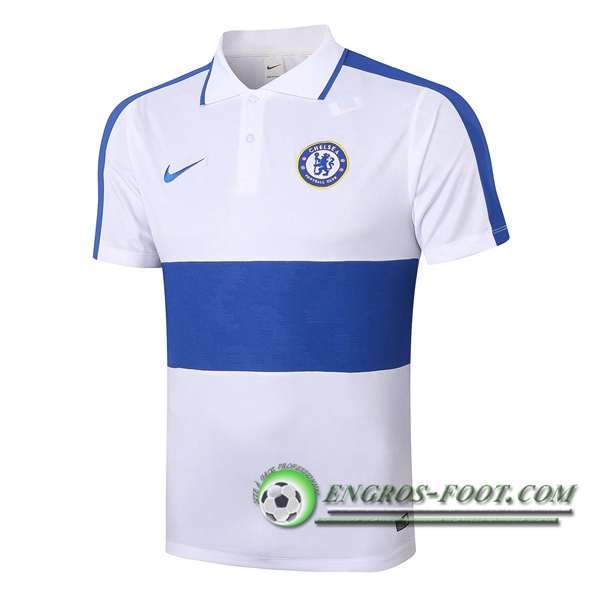 Polo Foot FC Chelsea Blanc Bleu 2020/2021