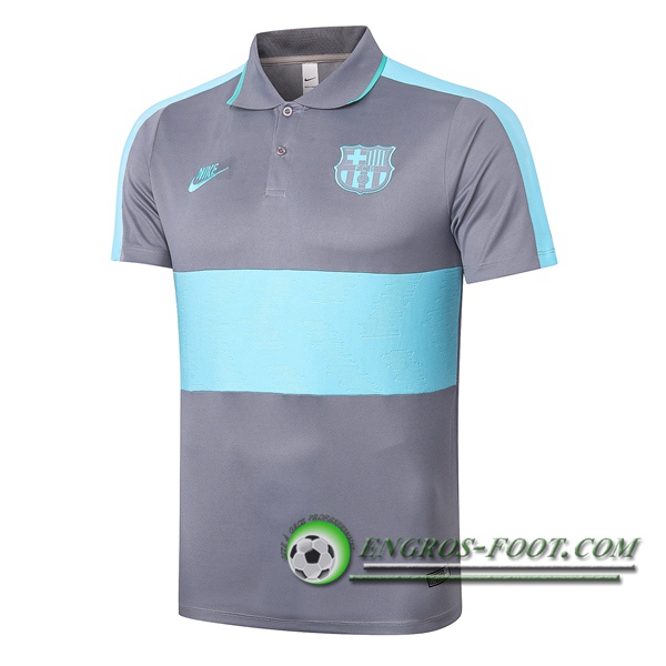 Polo Foot FC Barcelone Gris Bleu 2020/2021