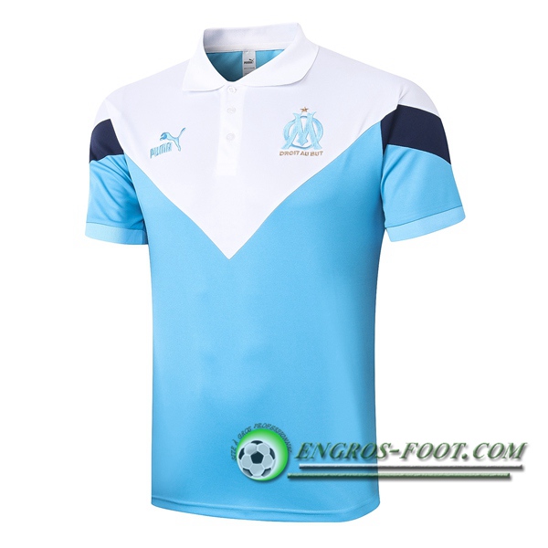 Polo Foot Marseille OM Blanc Bleu 2020/2021