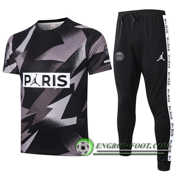 Ensemble Training T-Shirts Paris PSG Noir Gris 2020/2021