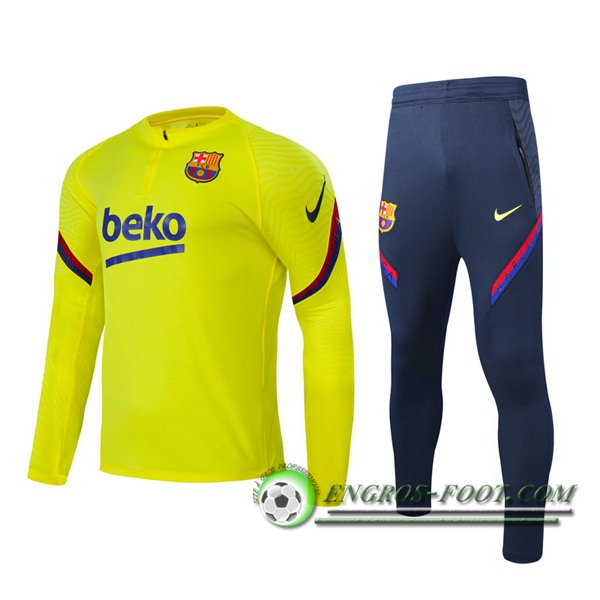 Ensemble Survetement de Foot FC Barcelone Jaune 2020/2021