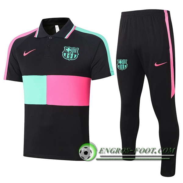 Ensemble Polo FC Barcelone + Pantalon Noir Vert Rose 2020/2021