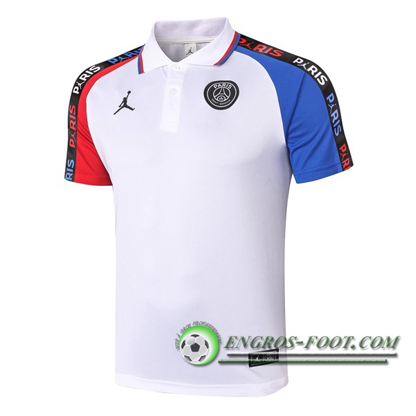 Polo Foot Paris PSG Jordan Blanc Bleu Rouge 2020/2021