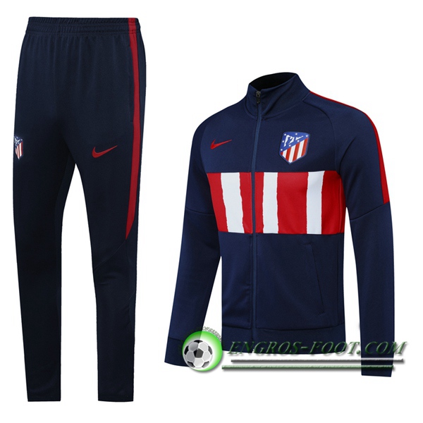 Ensemble Survetement de Foot - Veste Atletico Madrid Bleu Royal Blanc 2020/2021