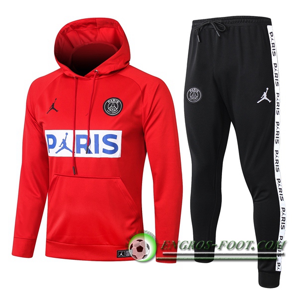 Veste A Capuche Survetement Foot Pairis PSG Jordan Rouge 2020/2021