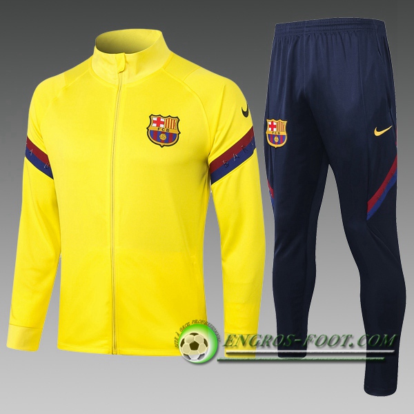 Engros-foot: Ensemble Survetement Foot - Veste FC Barcelone Enfant Jaune 2020/2021 Thailande