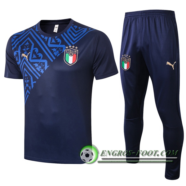 Ensemble Training T-Shirts Italie + Pantalon Bleu Royal 2020/2021