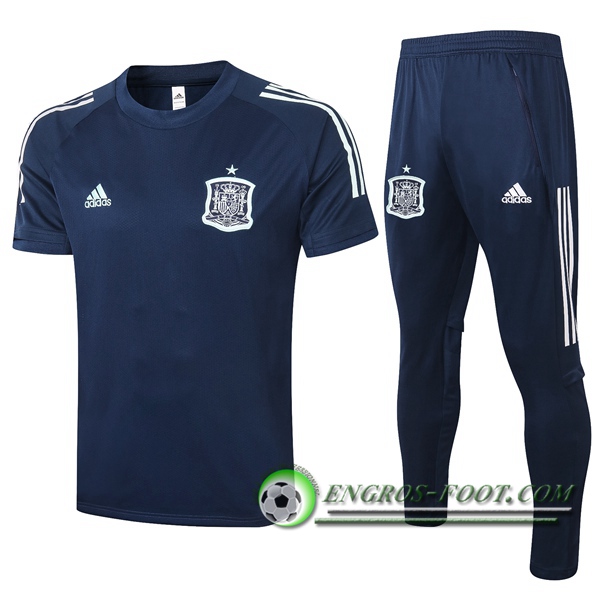 Ensemble Training T-Shirts Espagne + Pantalon Bleu Royal 2020/2021