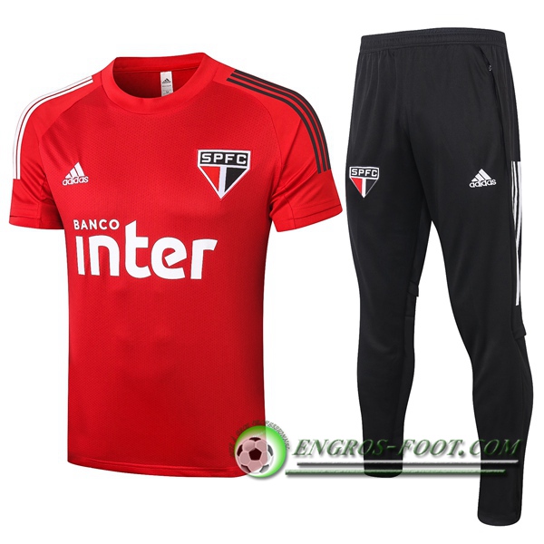 Ensemble Training T-Shirts Sao Paulo FC + Pantalon Rouge 2020/2021