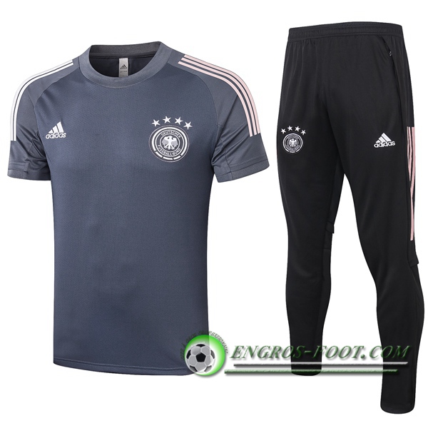 Ensemble Training T-Shirts Allemagne + Pantalon Gris Fonce 2020/2021