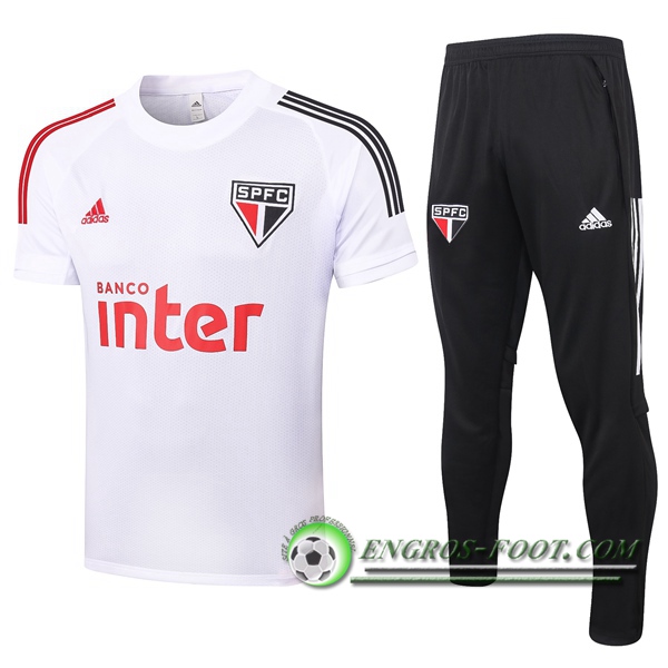 Ensemble Training T-Shirts Sao Paulo FC + Pantalon Blanc 2020/2021