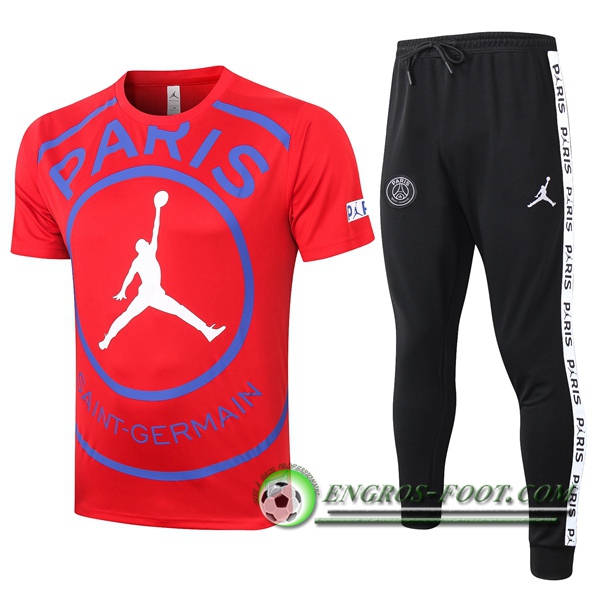 Ensemble Training T-Shirts Paris PSG Jordan + Pantalon Rouge 2020/2021