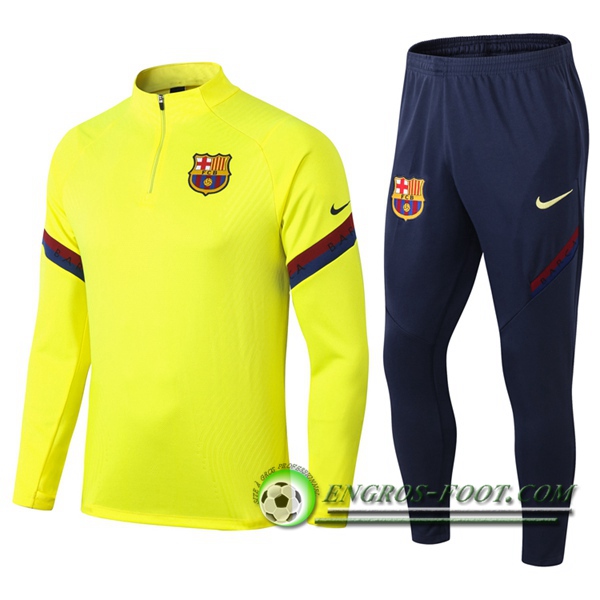 Ensemble Survetement de Foot FC Barcelone Jaune 2020/2021