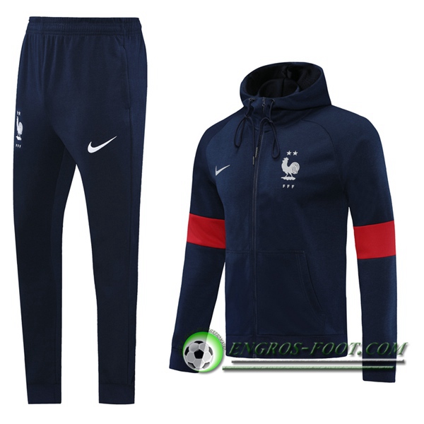 Veste A Capuche Survetement Foot France Bleu Royal 2020/2021