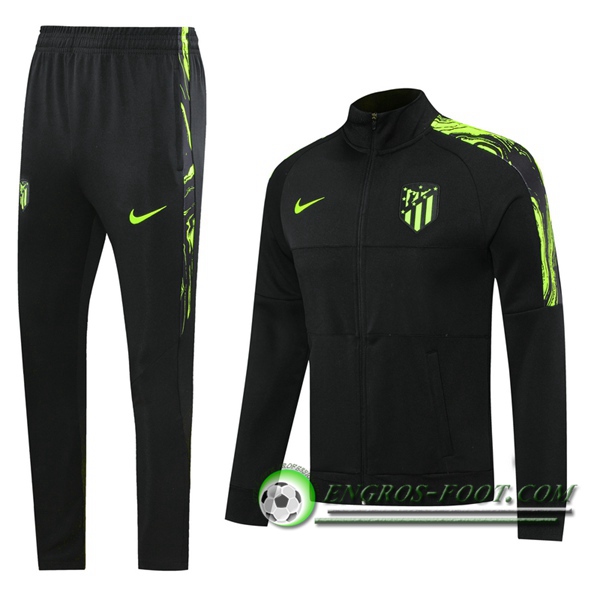 Ensemble Survetement de Foot - Veste Atletico Madrid Noir Vert 2020/2021