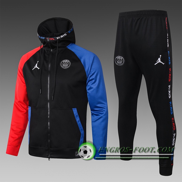 Engros-foot: Veste A Capuche Survetement Foot PSG Jordan Enfant Noir 2020/2021 Thailande