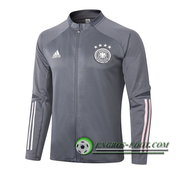 Nouveaux Veste Foot Allemagne Gris Fonce 2020/2021