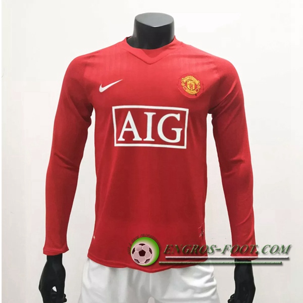 Engros-foot: Maillot de Foot Manchester United Retro Domicile Manche Longue 2007/2009 Thailande