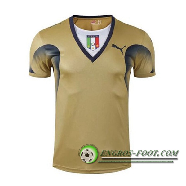 Engros-foot: Maillot de Foot Italie Retro Gardien de But Jaune Coupe du Monde 2006 Thailande