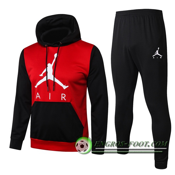 Veste A Capuche Survetement Foot Pairis PSG Jordan Rouge Noir 2020/2021