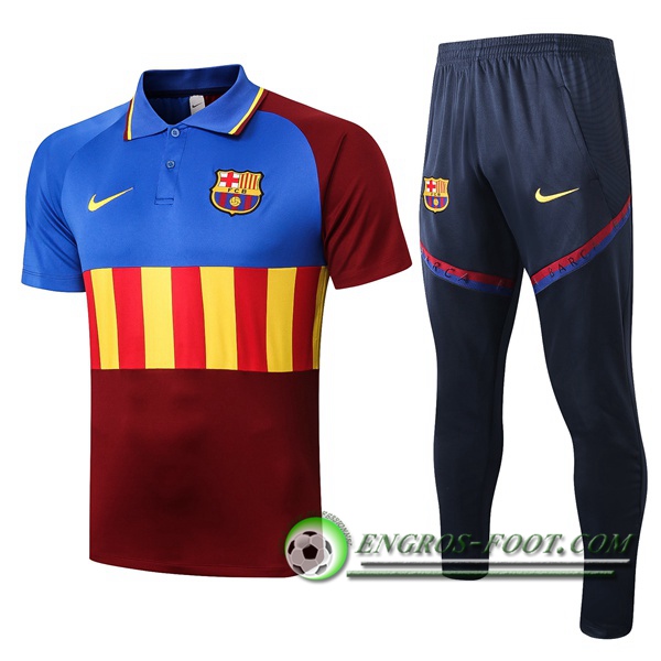 Ensemble Polo FC Barcelone + Pantalon Bleu Rouge 2020/2021