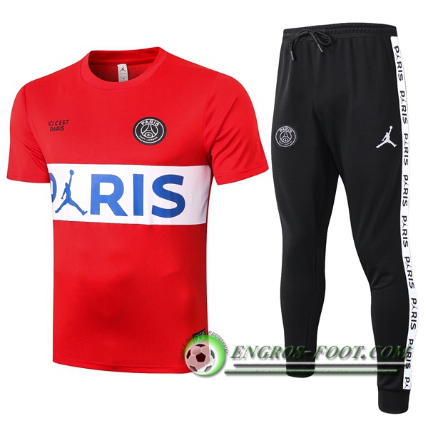 Ensemble Training T-Shirts Paris PSG + Pantalon Rouge 2020/2021