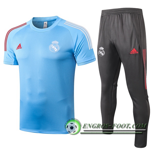 Ensemble Training T-Shirts Real Madrid + Pantalon Bleu 2020/2021