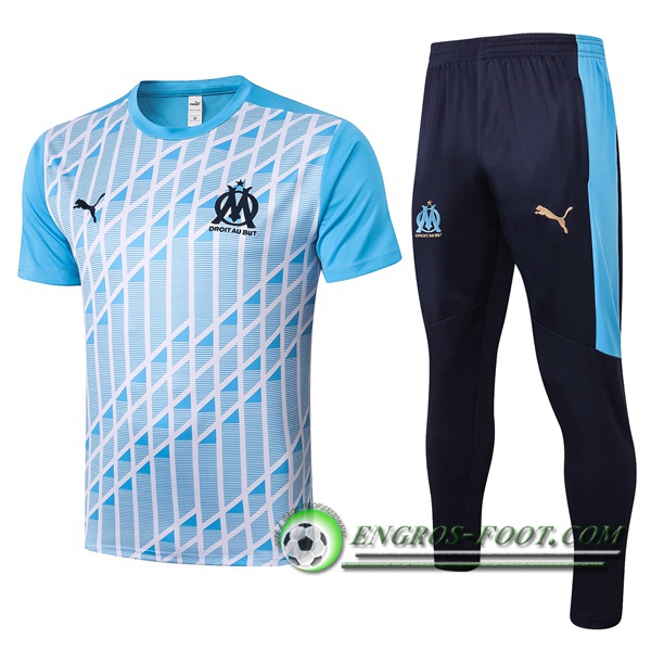 Ensemble Training T-Shirts Marseille OM + Pantalon Bleu 2020/2021