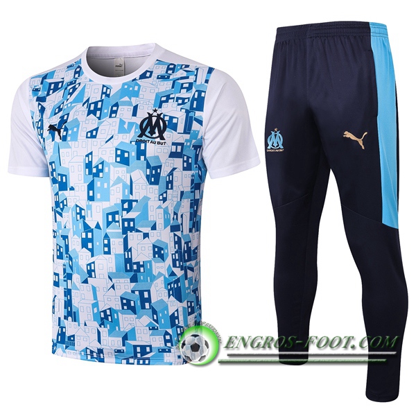 Ensemble Training T-Shirts Marseille OM + Pantalon Blanc 2020/2021