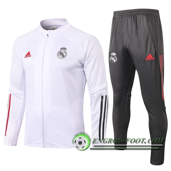 Ensemble Survetement de Foot - Veste Real Madrid Blanc 2020/2021