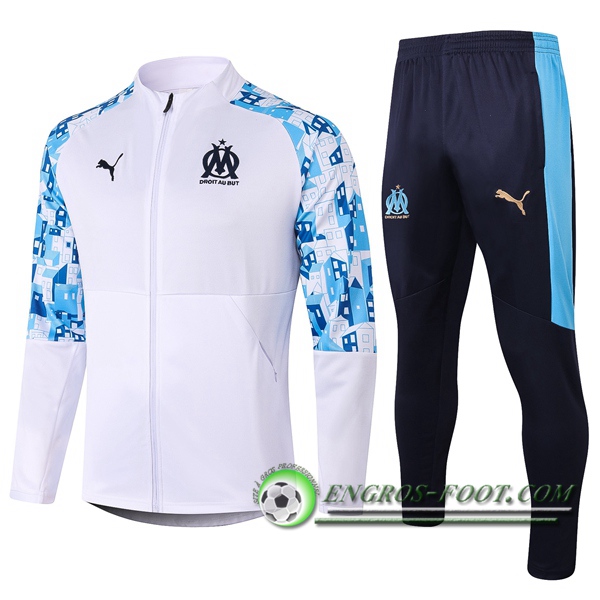 Ensemble Survetement de Foot - Veste Marseille OM Blanc 2020/2021