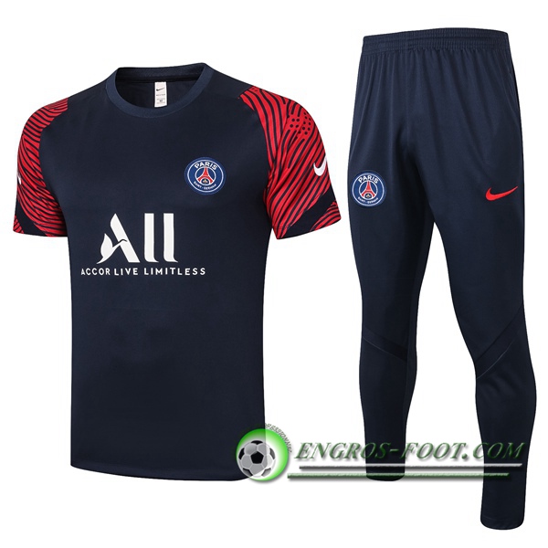 Ensemble Training T-Shirts Paris PSG + Pantalon Bleu Royal 2020/2021